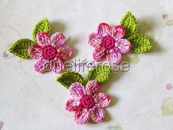 Items similar to Pink Crochet Flowers on Etsy