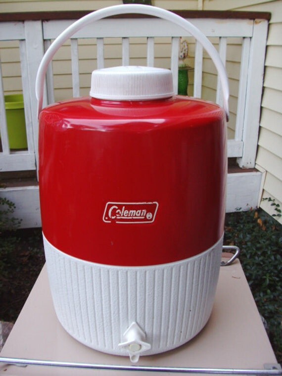 Vintage Coleman Five Gallon Water Jug Red and White RESERVED