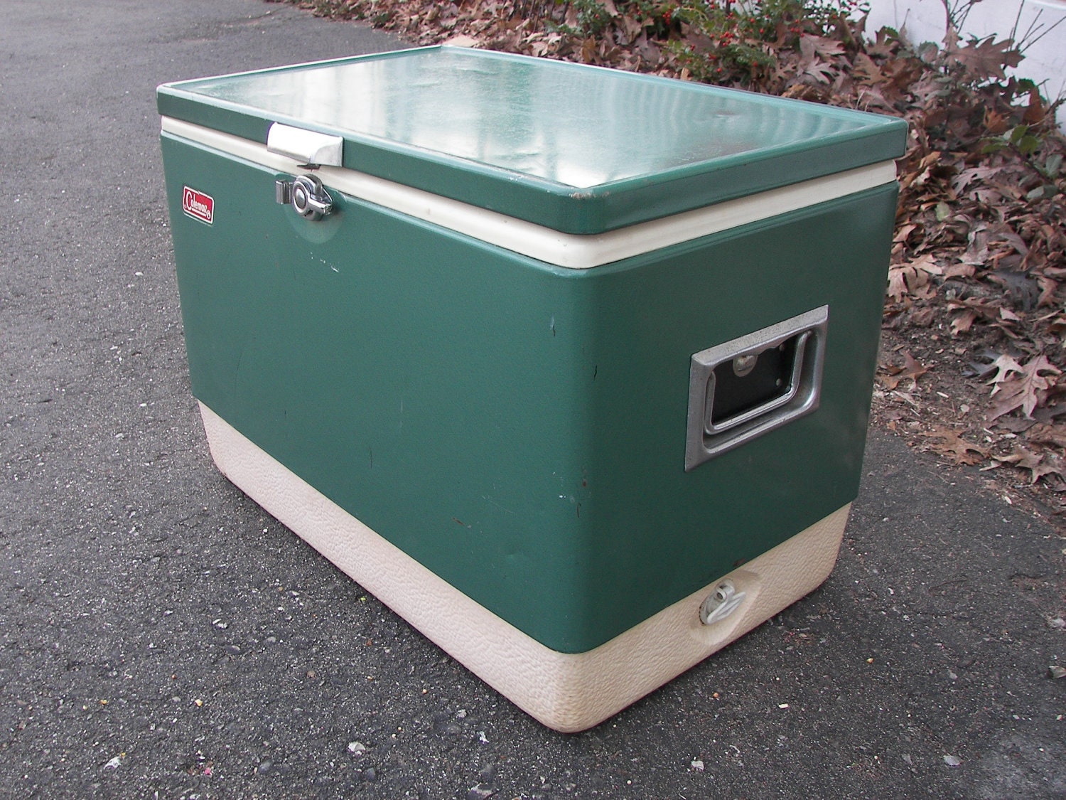 Vintage Coleman Cooler Large Green and White