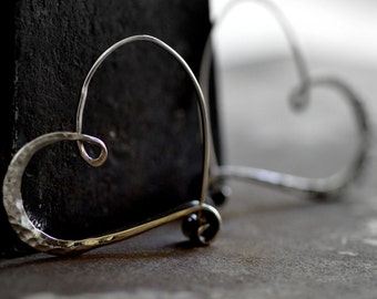 sterling silver heart hoops smooth hammered endless style hoop, petites