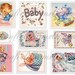 Vintage Baby Tags Gift Cards Scrapbooking Handmade Cards Digital Collage 2 Sheets C-134