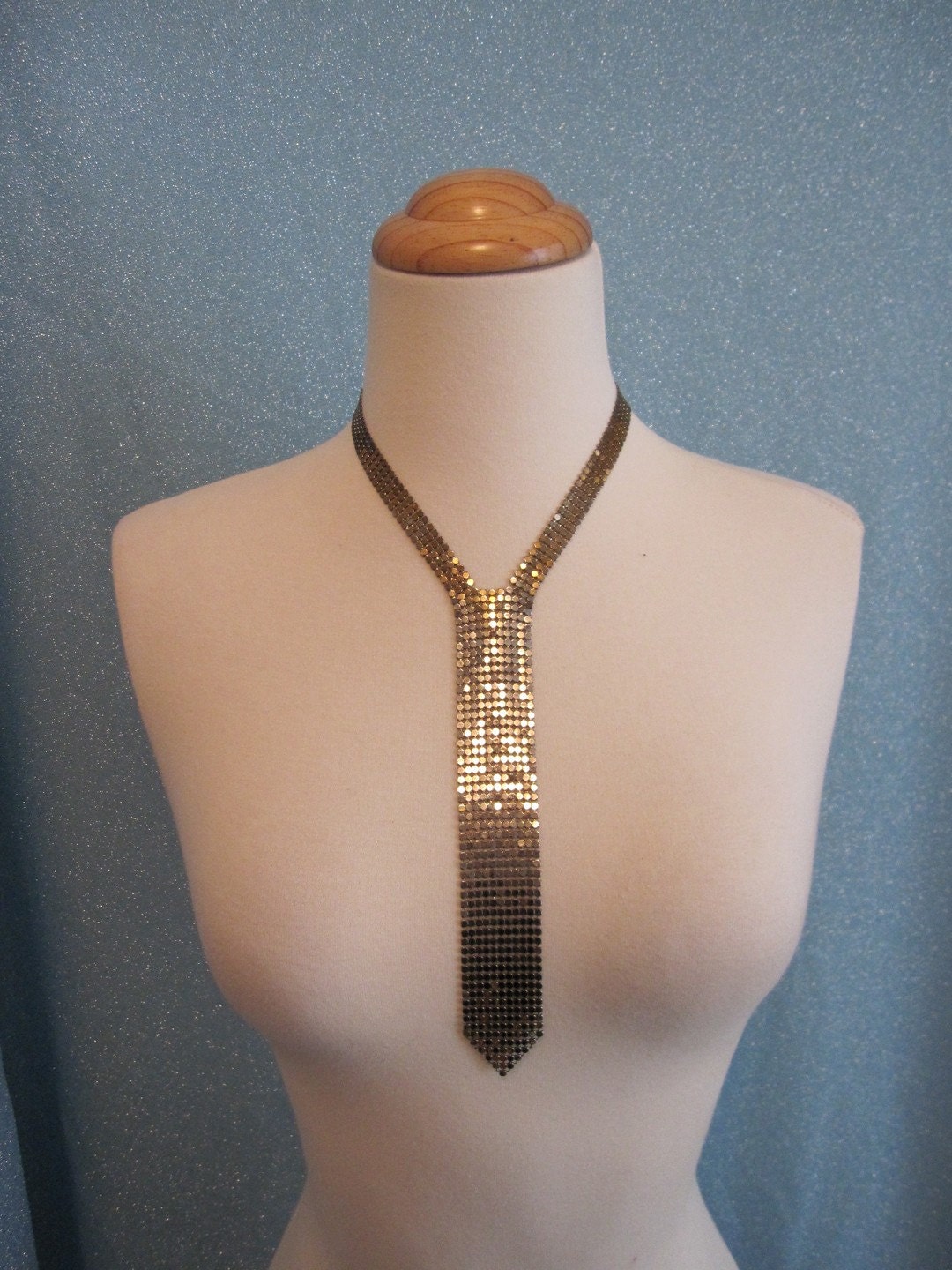 AWESOME 70s 80s GOLD chainmail mesh TIE necklace by ReallyTruly