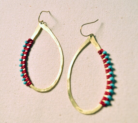 Hammered & Wrapped Brass Hoops