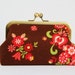 Bag pouch - My folklore Flowers in wine - metal frame pouch