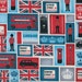 London Blocks Patchwork Blue I Love London British Collection by The Henley Studio for Andover Makower UK Fabrics - 1 yard