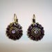Antique Brass Purple Rhinestone Lever Back Earrings