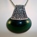 Dark Green /Clear Rhinestone Pendant Necklace