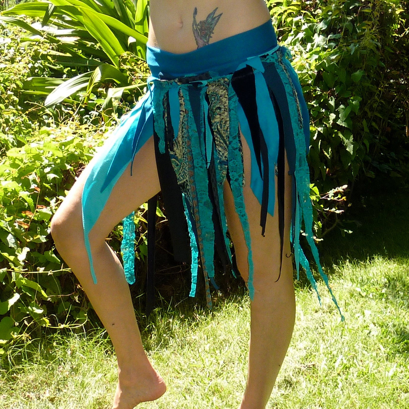 Black and Teal Seaweed Skirt