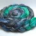 Under the Sea - 4 oz Teal Blue Gray Purple Handpainted Merino Bamboo Wool Top Roving