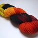 Sunburst - Black Red Orange Yellow Superwash Merino Nylon Sparkle Shimmer Sock Yarn - 438 Yards