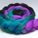 Quick Sizzle - 4 oz Teal Purple Black Handpainted Merino Silk Wool Roving Top