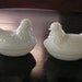 Set of 2 Vintage Milkglass hens on nests candy dishes