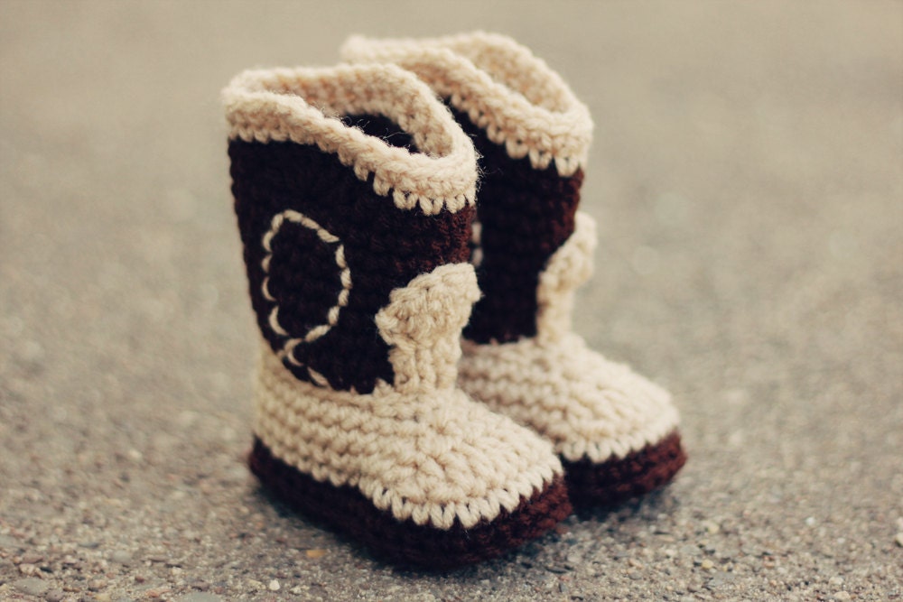 PDF CROCHET PATTERN The Western Cowboy Baby Booties Baby