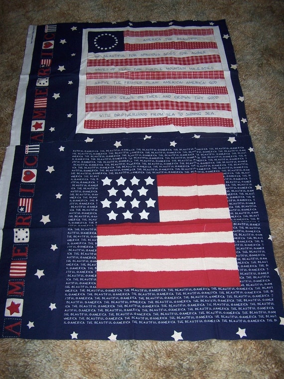 Set of 3 Americana Fabric Panels American Flag Patriotic
