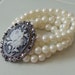 Four Strand Ivory Pearl Cameo Bracelet, Handcrafted