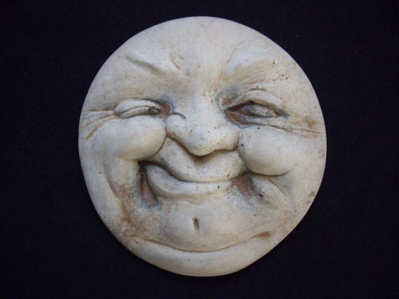 Man on the Moon Face Bust Head Relief 3D Round Wall Decoration