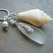 Sea Glass Necklace with Genuine Sea Shell Charms and Pearls Sterling SIlver
