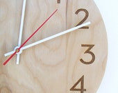 10 inch medium size modern wood wall clock with beautiful natural woodgrain and classy modern numbers