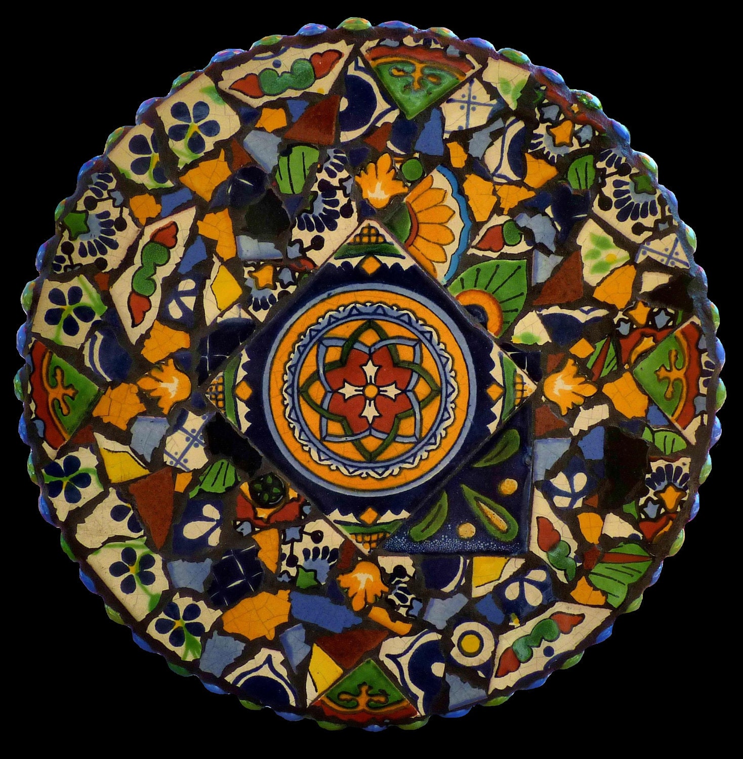 Mosaic Mini Lazy Susan or Wall Hanging with Talavera Tiles