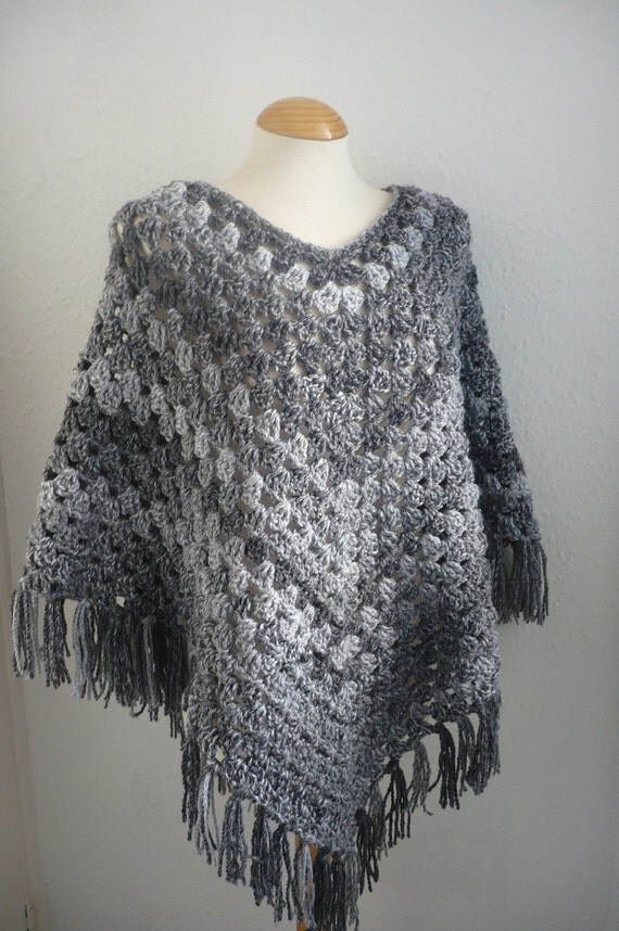 Womens Poncho in Shades of Grey Ready to Ship by Aalexi on ...