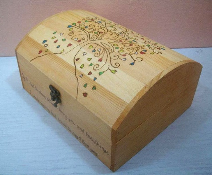Items similar to Small Wood Burned Wedding Gift Card Box ...
