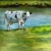 Original Oil Painting Holstein Cow 10x10 Wrap Around Canvas by Cheri Wollenberg