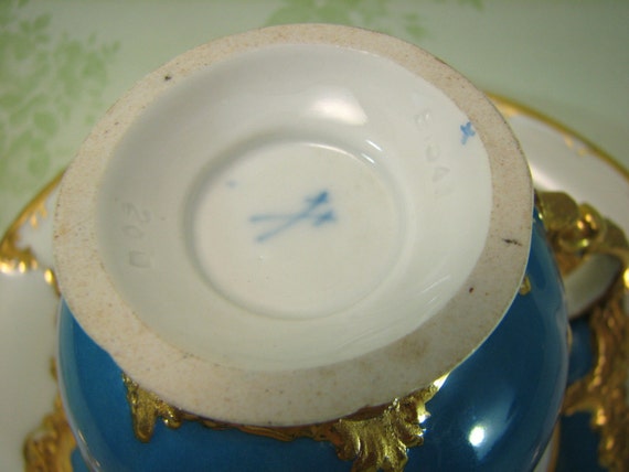 Meissen Gold-Gilt And Teal Blue Cup And Saucer Form B