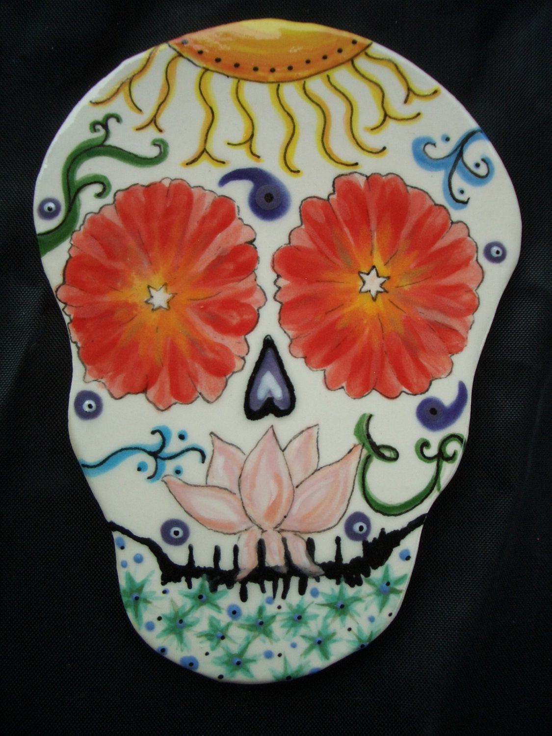 LARGE Intricate Sugar Skull Ceramic Mosaic Tiles