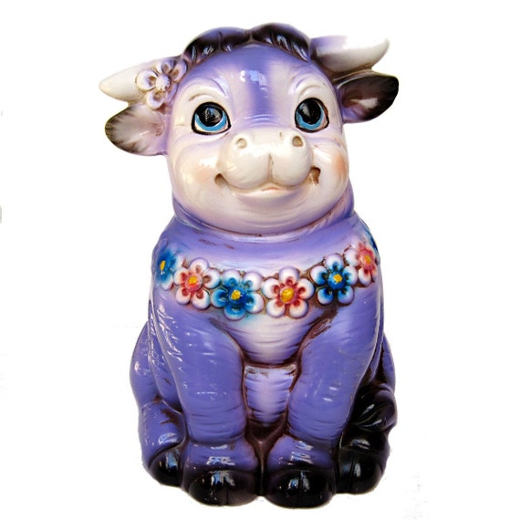 vintage purple cow figurine