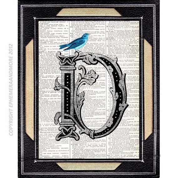 Dictionary print Ornate Alphabet Letter D by EphemeraAndMore