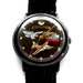 Russian Windup Mechanical watch wristwatch CONDOR BLACK military plane and Russian flag, windup watch, retro mens watch