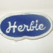 Vintage Embroidered Rockabilly Punk Name Patch HERBIE Blue Hat Jacket Mechanic Trucker