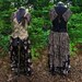Steampunk bustle Vest Dress -upcycled chocolate brown, cream and black Vest with Skirt and Bustle with faux watch fob and lace rosettes