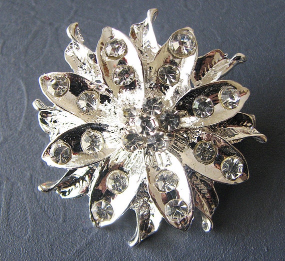 Reserved for Meghan Flower Brooch Wedding Jewelry by zafirenia