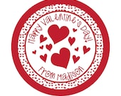 Personalized Stickers, Valentine Stickers, Cute, Hearts, Treat bag labels, Valentines Day, Hearts,Red,Children, Kids,Set of 24 Il_170x135