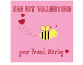 Personalized Stickers, Valentine Stickers Bee Stickers,Treat bag labels, hearts,Kids, Favor stickers,Set of 24 Il_170x135