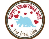 Personalized Stickers, Dinosaur, Valentine Stickers, Cute,Valentines Day,Hearts, Red, Pink, Love,Set of 24 Il_170x135
