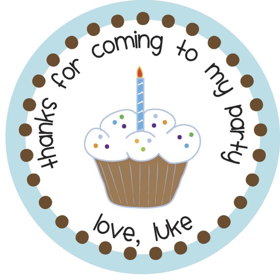 Personalized Cupcake Sticker, Party sticker, Treat bag sticker set of 24 Il_570xn