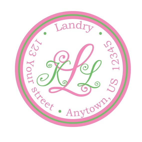 Monogram, Personalized Stickers, Gift, Polka dots,Children, Kids,Tags, Custom, Personalized Sticker Labels Set of 24 Il_570xn