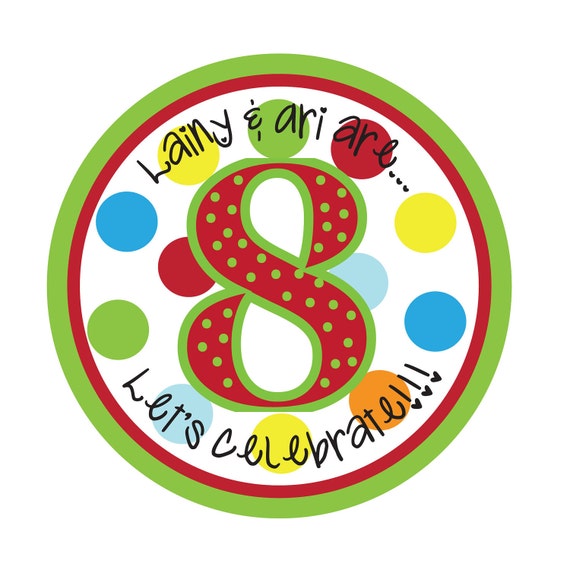 Personalized Stickers,Polka dots,Gift Sticker, Birthday, Children, Kids, Party, Favor stickers,Personalized Stickers Set of 24 Il_570xn