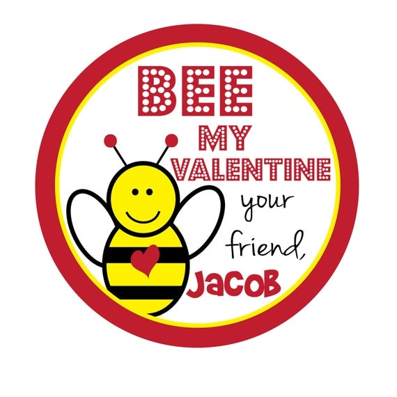 Valentine Stickers,Bee Personalized Stickers,Sticker Labels Set of 24 Il_570xn