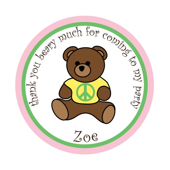 Personalized Stickers, Bear Stickers,Treat bag labels,Birthday stickers, Labels, Seals,Set of 24 Il_570xn