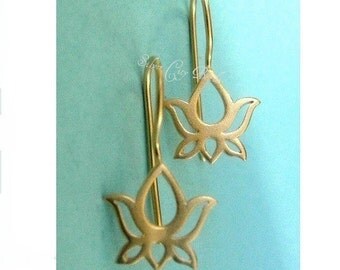 24k Vermeil Lotus Earwires- 22.2 x 11.5mm, Thai Sterling Silver Earwires