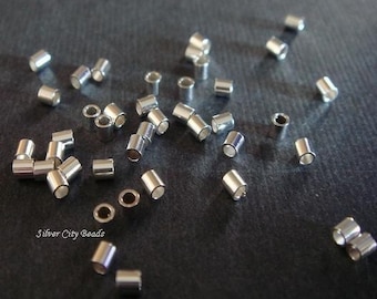 Silver Crimp Bead, HEAVY WEIGHT, 100 pcs BULK- of Sterling Silver Crimp Beads 2x2mm