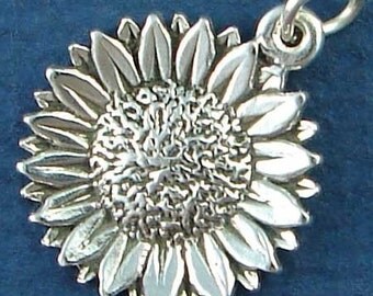 Sterling Silver Sunflower Charm - 24mm
