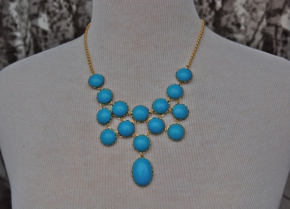 Items Similar To Vintage Turquoise Bib Necklace Statement Piece On Etsy