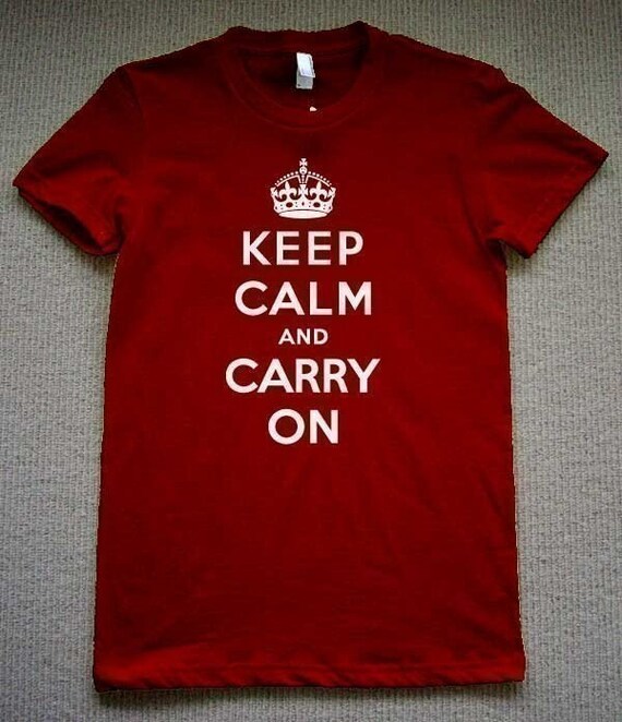 Keep Calm And Carry On WOMENS TShirt Wine White Ink S M