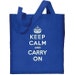 Keep Calm and Carry On Re-useable Cotton Canvas Tote Bag (royal blue)