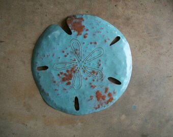Sand Dollar Metal Sculpture 16in Beach Coastal Tropical Art