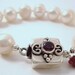 Sterling Silver Garnet Clasp...Pearl Wedding Bracelet